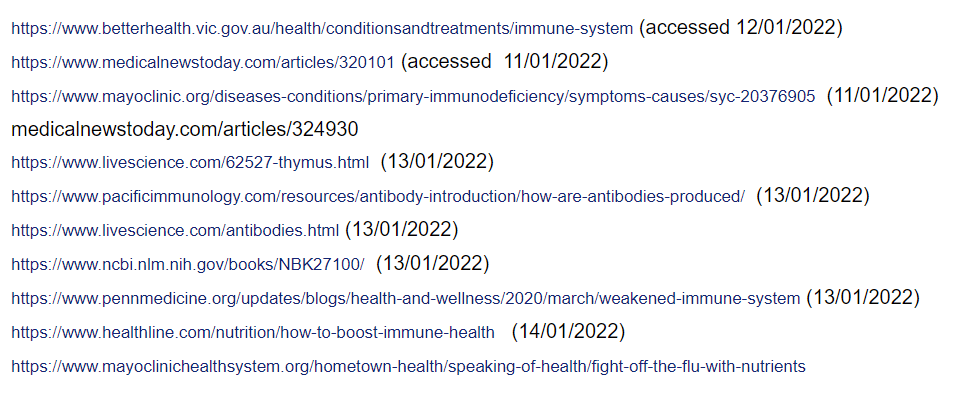 Immune system and white blood cells brochure Medical references